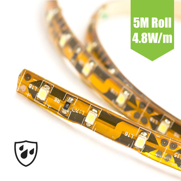 SMD3528 12V Flexible LED Strip - 5m 4.8W/m (60 LED/m) - Single colour IP65