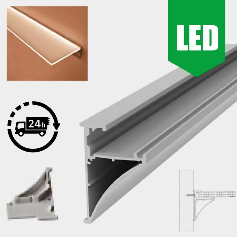 Aluminium LED Profile Extrusion Silver Glass Application Channel Shelf Display 