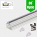LED Profile 30˚ Lensed/Optic for LED Strip - Surface Mount Aluminium LED Channel c/w  Diffuser + End Caps + Mounting Clips