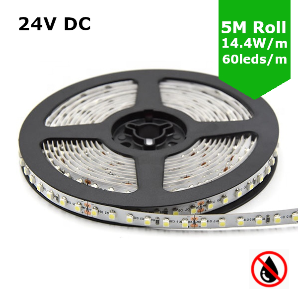 SMD5050 24V Flexible LED Strip - 5m 14.4W/m (60 LED/m) - Single colour IP21