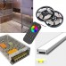 Recessed Tile In Shower Niche LED Strip RGBW Colour Changing - Recessed Tile In Shower Niche Bathroom Wetroom WC LED Kit - Includes LED Strip Tape, LED Profile, Driver + Optional RF Remote or Wall Plate Controller, 5m Cable 24V - IP65